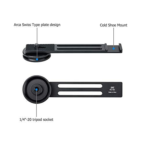 JJC Metal Cold Shoe Extension Mount for Sony RX100 VII A6400 A6100 A6600 | for Canon G7X Mark III EOS M6 Mark II GoPro Hero DJI OSMO Action Camera & Cell Phone to Add Mic, Arca Swiss Type Plate