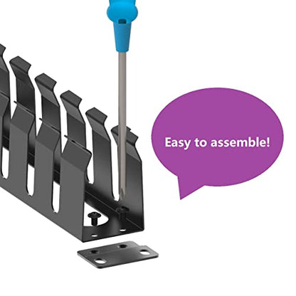 2 Pack of All Metal 1U Cable Management Horizontal Rack Mount Cable Manager with 12 Big Finger Slots for 19-inch Server Rack or Cabinet