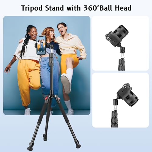 VICTIV Photography Light Stand, 6.56ft/200cm Adjustable Tripod Stand w Head | Compact Lighting Tripod Stand, Compatible with Ring Light, LED Video Lights, Softbox, Webcams, Strobe Light, Digital Camera