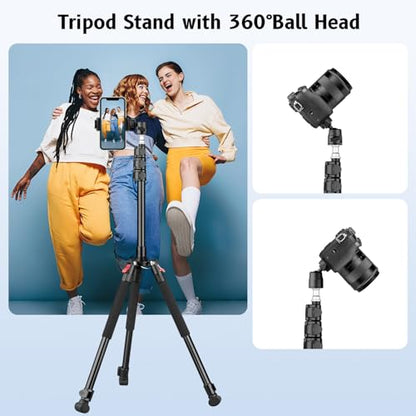 VICTIV Photography Light Stand, 6.56ft/200cm Adjustable Tripod Stand w Head | Compact Lighting Tripod Stand, Compatible with Ring Light, LED Video Lights, Softbox, Webcams, Strobe Light, Digital Camera