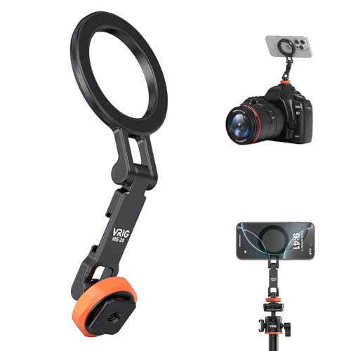 VRIG MG-28 Magnetic Phone Tripod Mount for magsafe, 1/4" Thread & Cold Shoe Camera Phone Mount Adapter Compatible with iPhone 17 16 15 14 13 12 Series, for Cameras/Tripods - size: MG-28