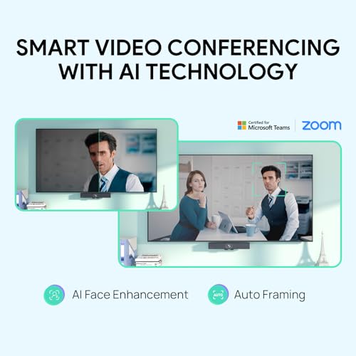 Yealink UVC34 4K Conference Room Camera System 10 Microphone 8 MP All-in-One Video Conferencing System AI Auto Framing 120° Field of View Microsoft Teams Certified Webcam Zoom Rooms USB-A - color: UVC34