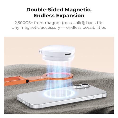 K&F CONCEPT PT02 7mm 59g Magnetic Phone Stand, Foldable Selfie Stick for iPhone, Dual-Sided Magnets Mini Tripod Pocket Cell Phone Stand with Hook, Compatible with iPhone 17-12 Series Android Phones - color: Orange