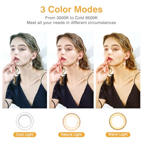 Clip on Ring Light, Kimwood Rechargeable 60 LED Selfie Ring Light for Phone, Laptop, Tablet (3 Models, 5 Level Brightness) - color: Pink