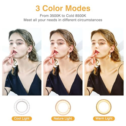 Clip on Ring Light, Kimwood Rechargeable 60 LED Selfie Ring Light for Phone, Laptop, Tablet (3 Models, 5 Level Brightness) - color: Pink