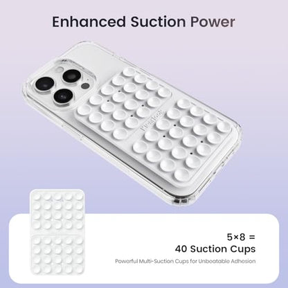Klearlook Silicone Suction Cup Phone Case Mount Double Sided, Silicon Sticky Phone Grip with Higher Suction for Cell Phone, Hands-Free Phone Accessories Holder for Selfies and Videos, White - color: Classic White