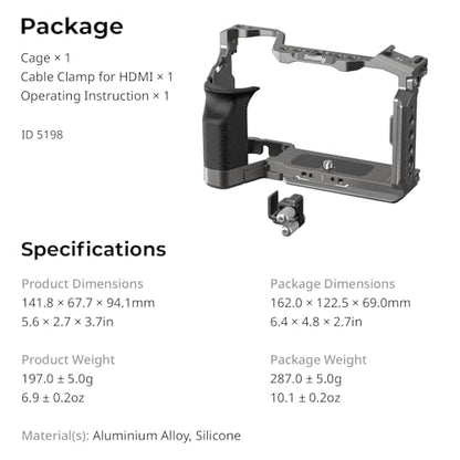 SmallRig HawkLock Quick Release Camera Cage Kit for Sony A7C II/ A7CR with Integrated Silicone Grip, Full Access Vlog Making Cage for Sony Alpha 7C II/Alpha 7CR with Cable Clamp for HDMI - style: HawkLock QR Cage