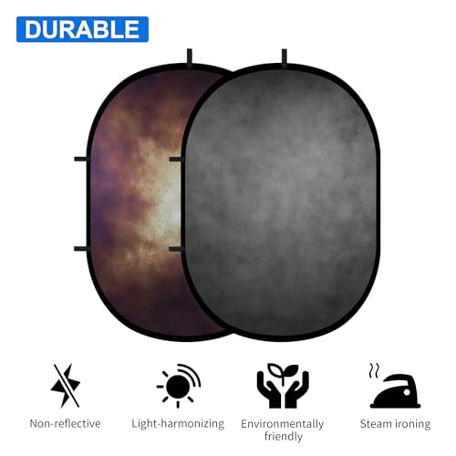 Selens Collapsible Backdrop 2 in 1 Brown&Gray Pop Up Photo Backdrops for Headshot Session, Video,Live Stream,55.12 * 78.75inches - color: brown/grey