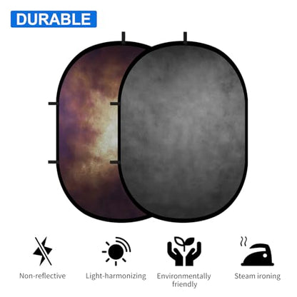 Selens Collapsible Backdrop 2 in 1 Brown&Gray Pop Up Photo Backdrops for Headshot Session, Video,Live Stream,55.12 * 78.75inches - color: brown/grey