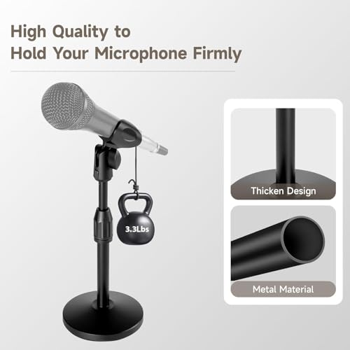 Height&Angels Adjustable Desktop Microphone Stand for Diameter Max 1.77" with Phone Holder and Headset Holder Up to 3.3Lbs, 5/8" Male to 3/8" Adaptor for Blue Yeti Snowball Spark and More (Upgraded) - size: Medium-Upgraded