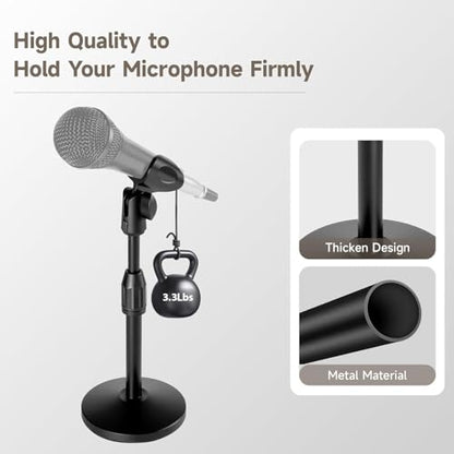 Height&Angels Adjustable Desktop Microphone Stand for Diameter Max 1.77" with Phone Holder and Headset Holder Up to 3.3Lbs, 5/8" Male to 3/8" Adaptor for Blue Yeti Snowball Spark and More (Upgraded) - size: Medium-Upgraded