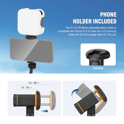 NEEWER Entry Level Version 16-71" Selfie Stick Tripod Compatible with iPhone Android, Portable Cell Phone Travel Stand Camera Holder with Remote for TikTok Video Recording Streaming Filming, PA988