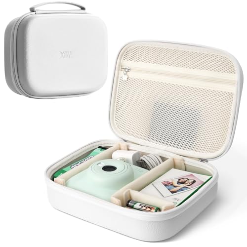 Hard Storage Case Compatible with Fujifilm Instax Mini 12/11/90/SQ1/SQ40/EVO Instant Camera, Holds Fuji Film & Accessories with 3 Dividers,Ideal for Home & Travel (White) - color: White