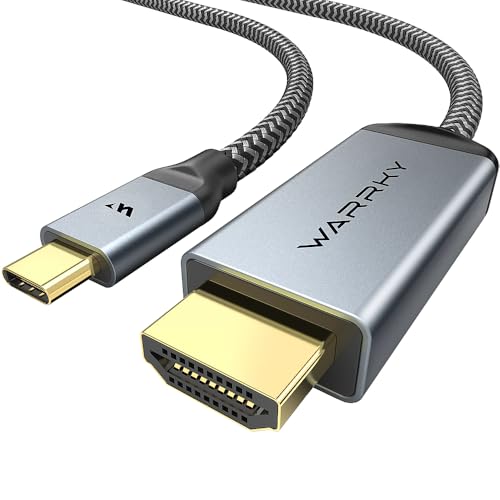 Warrky 4K 60Hz USB C to HDMI Cable 3.3ft [Anti-Interference Gold-Plated Plugs] Aluminum Type-C to HDMI 2.0 Cord, Thunderbolt 3/4/5 Compatible for iPhone 15/16 Series, MacBook, iMac, iPad Pro, Galaxy - size: 3.3FT, style: 1 Pack