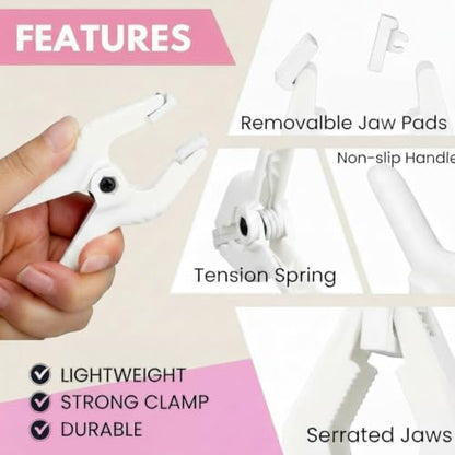 8 Pack 4.5 inch Plastic Spring Clamps, White Heavy Duty Spring Clips Clamps for Balloon Arch, Crafts, Backdrop Stand, Woodworking, Photography Studios, Home Improvement