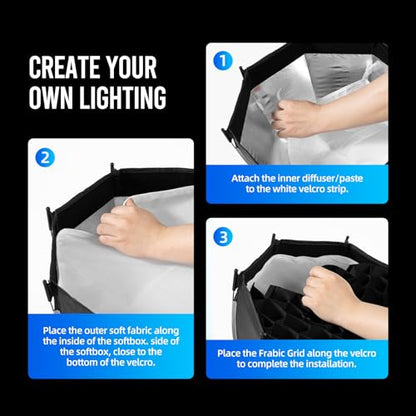 AMBITFUL 11.8"/30cm Mini Softbox Quick Release & Fold Soft Box Bowens Mount with Speedlight Bracket,Compatible with COB LED Video Light with Diffusers/Honeycomb Grid/Bag (PS 30 SE)
