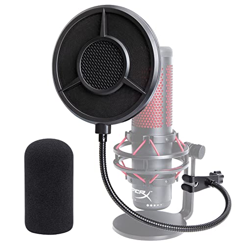 QuadCast Pop Filter Foam Windscreen - 5.5 Inch Diam 6 Layers Pop Filter for Mic Cover QuadCast Pop Screen Compatible with Hyperx QuadCast Microphone Professional Metal Pop Filter by YOUSHARES - color: 01 QuadCast Pop Filter