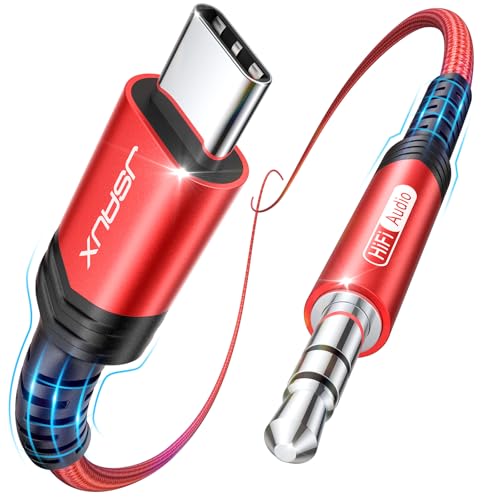 JSAUX USB C to 3.5mm Audio Aux Jack Cable for iPhone 17 Pro Max/Air [3.3ft], Type C to 3.5mm Headphone Car Stereo Cord Compatible with iPhone 16/15 Pro Max,Samsung Galaxy S25 S24, iPad Pro, Pixel 9/8 - color: Red-standard, size: 3.3ft