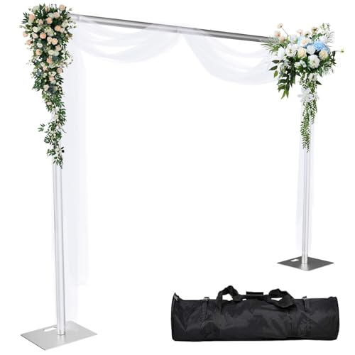 Pipe and Drape Backdrop Stand 8ftx10ft Adjustable Background Support System Heavy Duty Background Stand for Wedding Banquet Decorations Silvery - color: Silvery, size: 8x10 FT