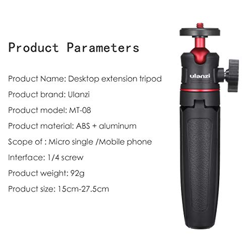 MT-08 Black Mini Tripod for Camera, 1/4" Screw Universal Tripod | Compatible with DJI OSMO 360/Pocket 3/Pocket 4/4Pro/Luna/Insta 360/Xtra/Sony, Extendable Handheld Vlogging Video Table Stand - color: Black