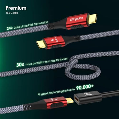 Thunderbolt 5 Cable 1.6FT Compatible, 80Gbps, 120Gbps Bandwidth, PD 240W, 8K@165Hz, 4K@540Hz, USB4 2.0 USB C Video Display Cable for Thunderbolt 4, iPhone 17, SSD, Mac mini M4 / M4 Pro, MacBook Pro - size: Straight 1.6FT