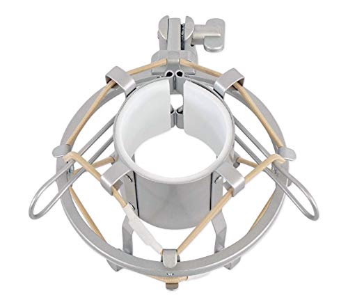 Rockville RDMS70 Bundle: Desktop Microphone Stand with Boom, Steel Round Base, ROCKSHOCK Silver Studio Shock Mount with Foam, 512-POP Professional Pop Filter, 3-items