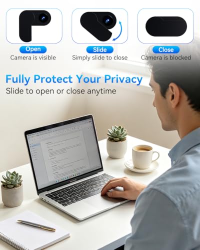 imluckies Rotating Webcam Cover [2-Pack], 0.02 Inch Ultra-Thin Metal Privacy Cover for Laptop, MacBook, iMac, PC, iPad & iPhone, Black