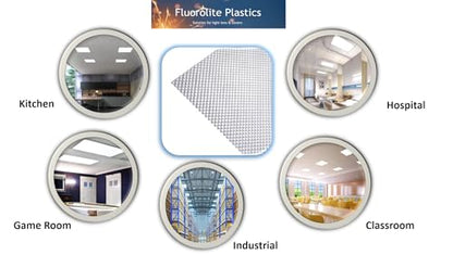 Fluorolite Plastics Clear Acrylic Prismatic fluorescent Lighting LED Panels 4 Pack 22.5"x46.5" | 0.100" Fluorescent Light Covers for Ceiling Lights, Classroom light covers for Drop Ceiling - size: 22.5" x 46.5"