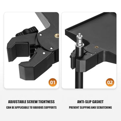 Microphones Sound Card Stand Tray for Music Interfaces Accessories with Strong Clamp Fit for 13-47mm Tube ABS Build - color: Black