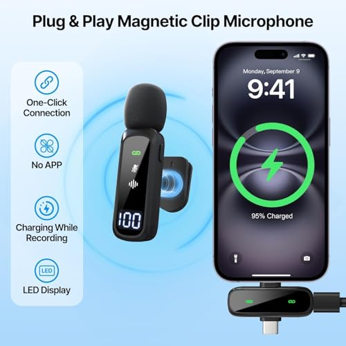 yAyusi Vlogging Kit for iPhone/Android, 13.7 in Long Overhead Phone Mount, Microphone/Remote Control, Flexible Articulating Arm Phone Mount for Desk for Live Streaming, Meeting, Cooking, Filming - size: Microphone