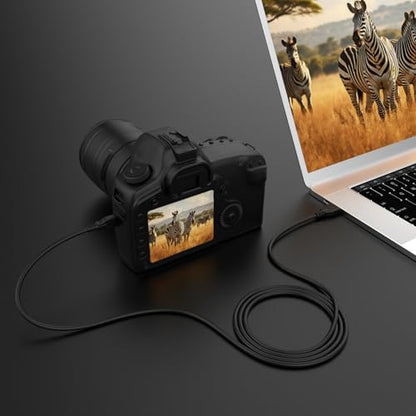 USB C 3.0 Cable Photo Transfer Cable Compatible with Canon EOS RP, EOS R, R5, R6, EOS R8, R50,R100 Camera for Nikon ZFC Z6 Z7 D6 D780, Compatible with Olympus E-M1 Mark III Mark Ⅱ Camera(3.3FT, Black)