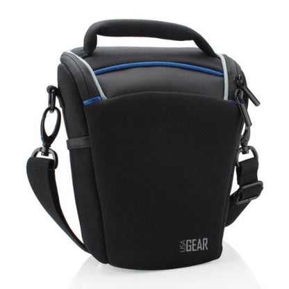 USA Gear DSLR Camera Case for Men and Women with Top Loading Accessibility, Adjustable Shoulder, Small Camera Sling Bag, Travel Padded Handle - Camera Holster Bag for Nikon, Canon, Panasonic (Black) - color: Black