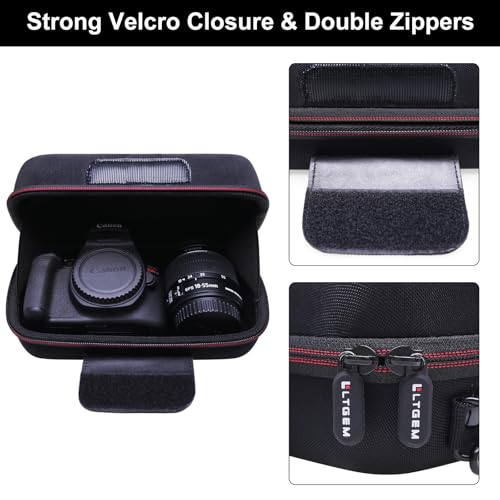LTGEM Camera Case for Canon EOS Rebel T7 / R50 / R100 / R50 V / T6 / R8 / R10 / RP / SL3 / R5 / T100 DSLR SLR Camera and 18-55mm/18-45mm Lens with Shoulder Strap, Black - color: Black