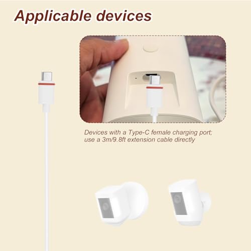 2 Set Camera Power Cord, Waterproof Charging Cable with Adapter Cable Compatible with Outdoor Cam Plus/Pan-Tilt Mount/Stick Up Cam Battery Pro/3rd Gen/2nd Gen/Plug-in