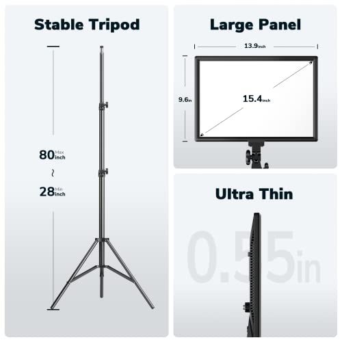 D50 LED Video Light Panel Lights 15.4", 2 Packs 45W 3000K-8000K Bi-Color Dimmable Photography Lighting, CRI 96+ Videography Lighting for Video Shooting/Gaming/Live Stream/Studio/Film