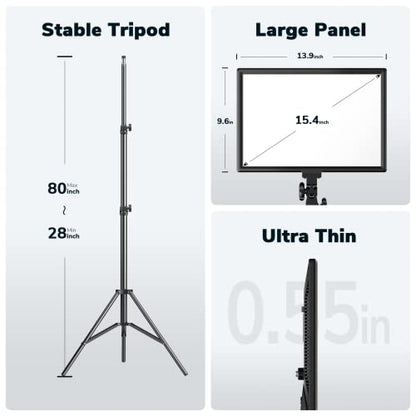 D50 LED Video Light Panel Lights 15.4", 2 Packs 45W 3000K-8000K Bi-Color Dimmable Photography Lighting, CRI 96+ Videography Lighting for Video Shooting/Gaming/Live Stream/Studio/Film