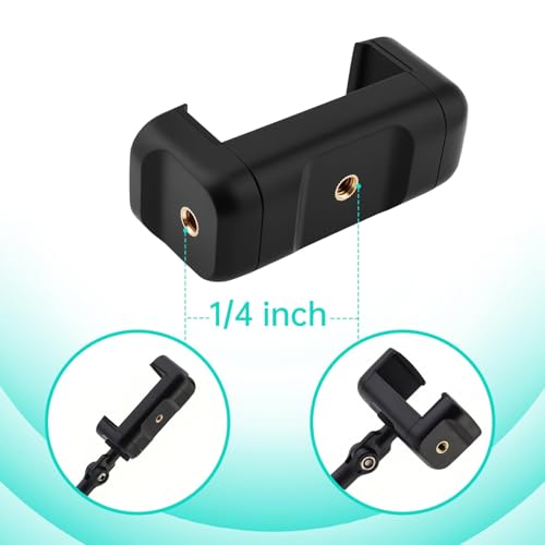 Desk Mic Stand 1/4 inch Thread Adjustable Table Mic Stand Multi-Use Desk Webcam Cell Phone Mount for Camera Ring Light Holder Microphone Clip on Table with Microphone Clip, Cell Phone Clip