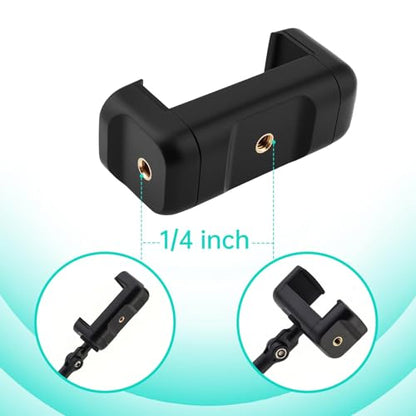 Desk Mic Stand 1/4 inch Thread Adjustable Table Mic Stand Multi-Use Desk Webcam Cell Phone Mount for Camera Ring Light Holder Microphone Clip on Table with Microphone Clip, Cell Phone Clip