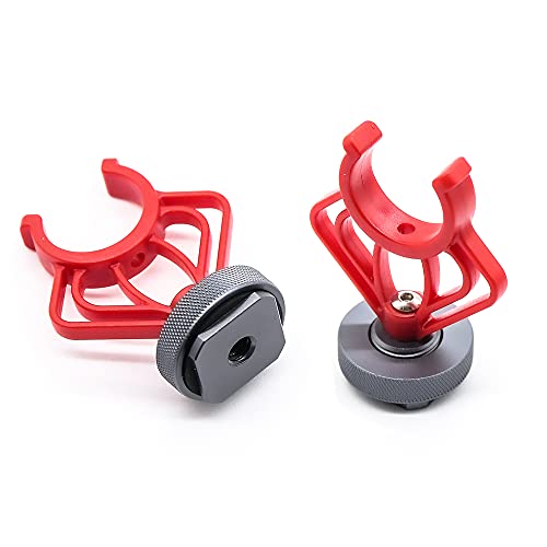 2PCS On Camera Microphone Shock Mount Holder Bracket Brackets 1/4'' Screw Female Mount for RODE VideoMicro,MM1,VXR10,MCM-1,M80 Mini Cardioid Shotgun Microphone,Aluminium Base - size: M1