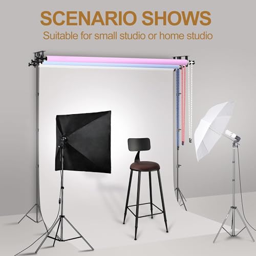 EMART Photography Backdrop Wall Mount 3 Roller Support System with 2 x Tri-fold Hooks, 6 x Expand Bar, 3 x Chain, Manual Photo Background Holder, Ceiling Mounted for Studio Live Streaming Game Video - size: 3 chains