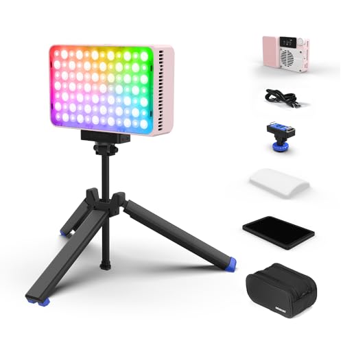 amaran Ace 25c Kit RGB Pocket LED Light,Boost Mode to 32W Mini On Camera Video Light,2300K~10000K Support Magnetic Attraction and App Control with Carrying Case,Mini Tripod,Grid (Pink) - color: Pink