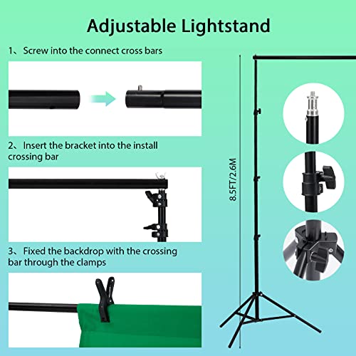 Photography Lighting kit with Backdrops, 8.5ftx10ft Backdrop Stand, 5 Tripod Stands and Bulb, Umbrella Softbox Continuous Lighting, Photo Studio Equipment for Portrait Product Photo Shoot