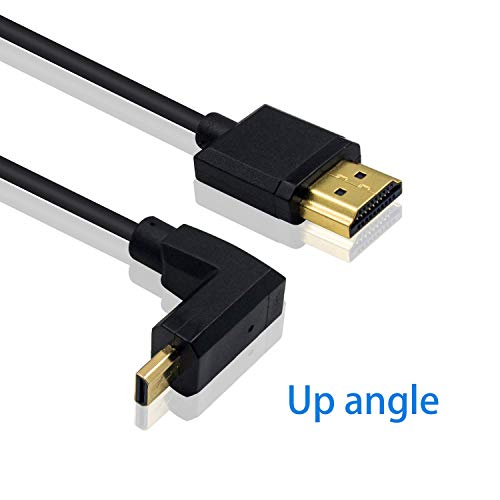 Duttek 4K 90 Degree HDMI to Micro HDMI Coield Cable 1FT-4FT, Extreme Slim UP Angled Micro HDMI Male to HDMI Male Coiled Cable for 1080P, 4K, Ultra HD, 3D - size: UP Angled 1.2M
