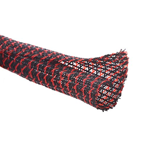 Alex Tech 25ft - 1/4 inch Cord Protector Wire Loom Tubing Cable Sleeve Split Sleeving For USB Cable Power Cord Audio Video Cable – Protect Cat From Chewing Cords - Blackred - color: Blackred, size: 1/4"-25ft