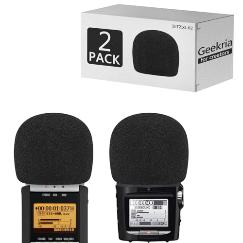 Geekria for Creators Foam Windscreen Compatible with Zoom H2n, H4n Handy Recorder, Mic Wind Cover, Sponge Foam Filter, Portable Digital Recorder (Black / 2 Pack) - size: H2n
