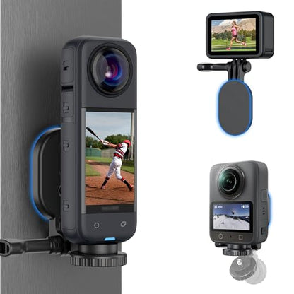 JJC Magnetic Mount Stand with 1/4"-20 Screw for DJI Osmo Pocket 4 3 Osmo 360 Action 5 Pro 4 3 for Insta360 X5 X4 X3 Ace, Foldable Steering Holder Bracket Base, Strong Magnets, Angle Adjustable - color: Foldable Magnetic Mount w. 1/4" 20 Screw
