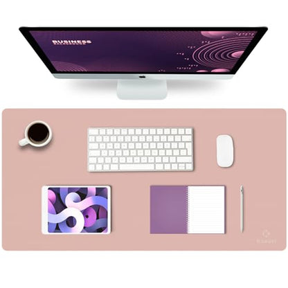 K KNODEL Large Office Leather Desk Mat, Mouse and Keyboard Pad, Computer and Laptop Mat, Desktop Protector and Cover, Writing Pad and Blotter (31.5"x15.7", Pink) - color: Pink, size: 31.5" x 15.7"