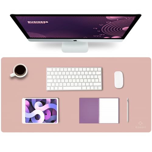 K KNODEL Large Office Leather Desk Mat, Mouse and Keyboard Pad, Computer and Laptop Mat, Desktop Protector and Cover, Writing Pad and Blotter (31.5"x15.7", Pink) - color: Pink, size: 31.5" x 15.7"