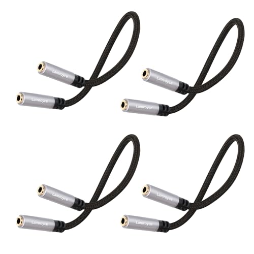 1/8 Inch 3.5mm TRS Auxiliary Audio Adapter Cable 0.6Feet 4-Pack,1/8" 3.5mm 3-Pole TRS Stereo Jack Female to Female Gold-Plated Coupler Connector Aux Extension Cord, OFC Core, for Headphones,Car Stereo - color: 3-Pole TRS, size: 4 Pack