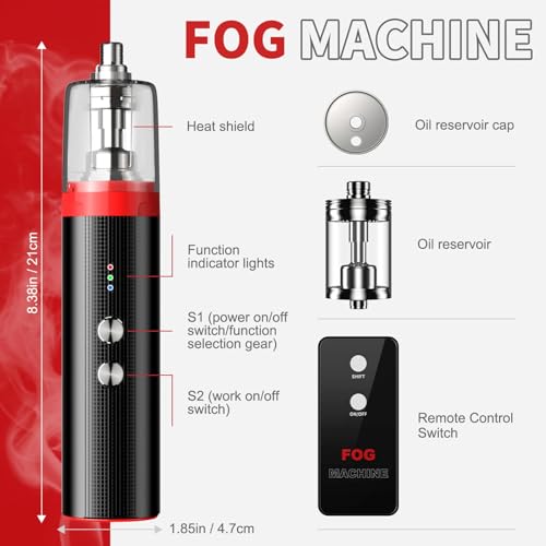 Portable Mini Fog Machine, 3 Adjustable Modes, Handheld Fog Machine with Remote Control Fogger for TikTok Live Streaming, Youtube Short Videos, Photography and Parties, Model Smoke L